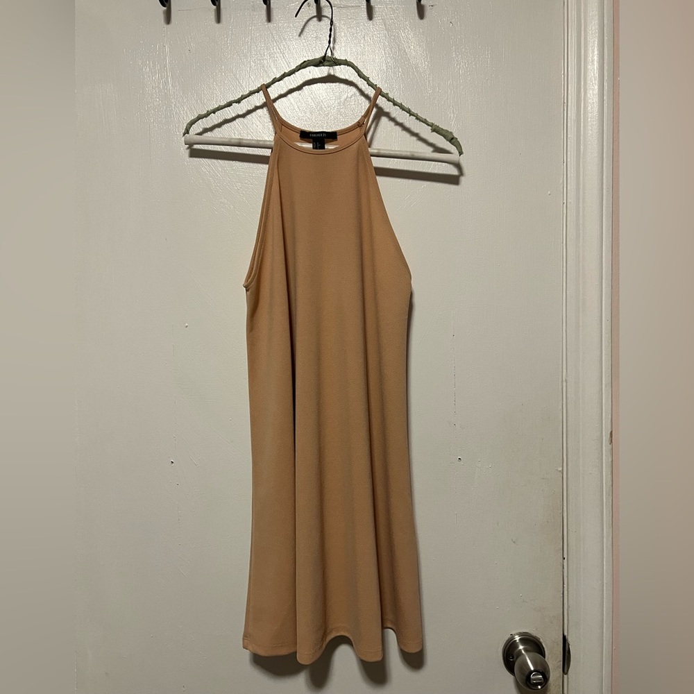 Peach high neck flowy dress